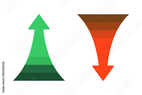 Free Download Green upward arrow and red downward arrow. Business, growth, trend, progress, financial, indicator, statistics concepts. Flat decorative vector design isolated illustration.  - GFXLoad