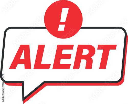 Alert speech bubble with exclamation mark vector illustration. Warning, attention, and emergency notification sign for web. Flat style.