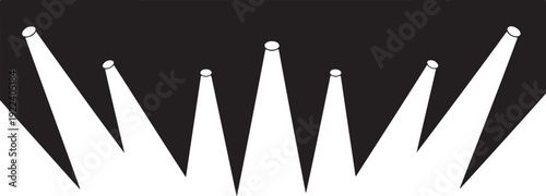 Spotlights Shine Bright on Dark Background with White Beams