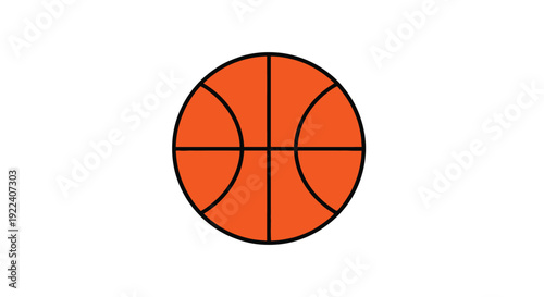 Simple orange basketball icon featuring bold black lines and a classic segmented pattern