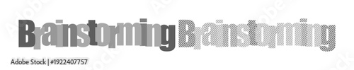 Brainstorming Text Layered in Grey Tones on White Background, Symbolizing Ideas and Creativity