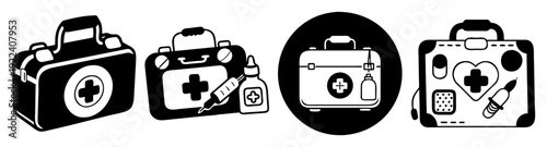 Silhouette vector icon pack of vintage cameras and photography equipment isolated on white background