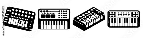 Midi Controller Silhouette Vector Icon Pack for Music Production and Audio Editing Software