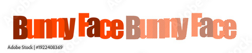Bunny Face Text Repeated Overlapping Faded Orange Brown Graphic on White