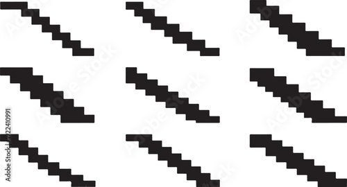 Staircase Silhouette with Multiple Flights of Stairs Ascending Upwards