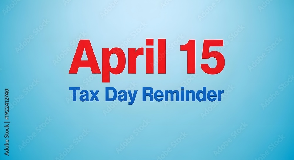 Fototapeta premium April 15 Tax Day Reminder on Blue Background with Red and Blue Text