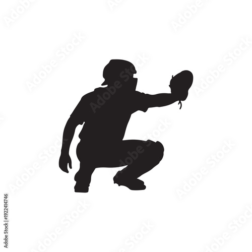 Baseball catcher silhouette vector illustration design on white background.