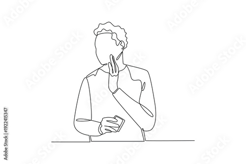 Man Applying Neck Skincare Routine. Self care daily Concept. Single line draw design Video 4k. Footage graphic illustration