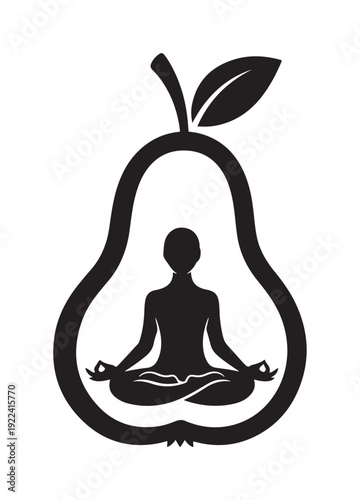 Person Meditating Inside Pear Silhouette.