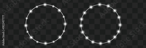 Double Circular Dashed Frames on Transparent Background, Editable Highlight Borders