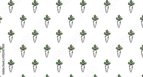 Carrot pattern featuring simple illustrations on a white background design
