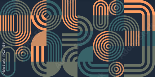 Abstract Geometric Pattern Background. Memphis. Square Modules. modern style. design for artprint, wallart, wallpaper. illustration vector