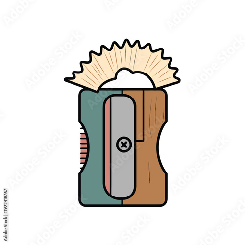 Pencil sharpener with shavings and screw