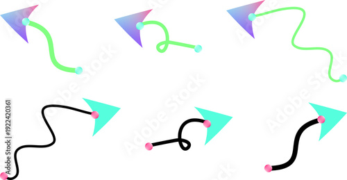 Colorful Paper Airplanes and Squiggly Flight Paths Pattern — Playful Arrow Vector Illustration