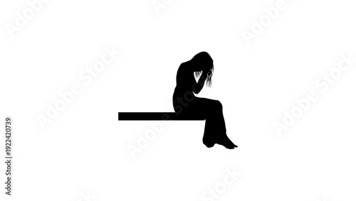 a woman on the verge of a breakdown, black isolated silhouette