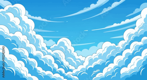 Dynamic Blue Sky with Fluffy Cumulus Clouds and Wispy Stratus Formations