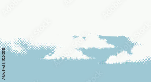 Serene Sky with Soft Clouds and Subtle Halftone Pattern