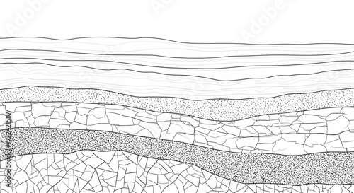 Geological Strata Layers Underground with Cracks and Texture: Scientific Illustration