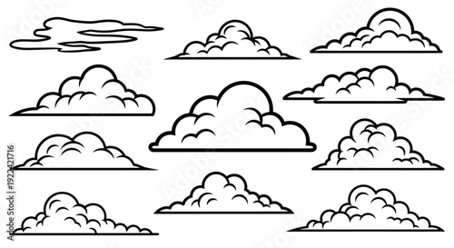Diverse Cloud Shapes and Styles Collection - Vector Art for Weather and Sky Concepts