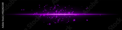 White glowing horizon particles composition. Bright horizontal light line, scattered spark dots above, radiant center, dark gradient backdrop, luminous atmosphere, floating shimmer texture