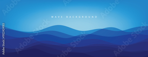 Blue Abstract Wave Background. Modern Flowing Ocean Banner Design
