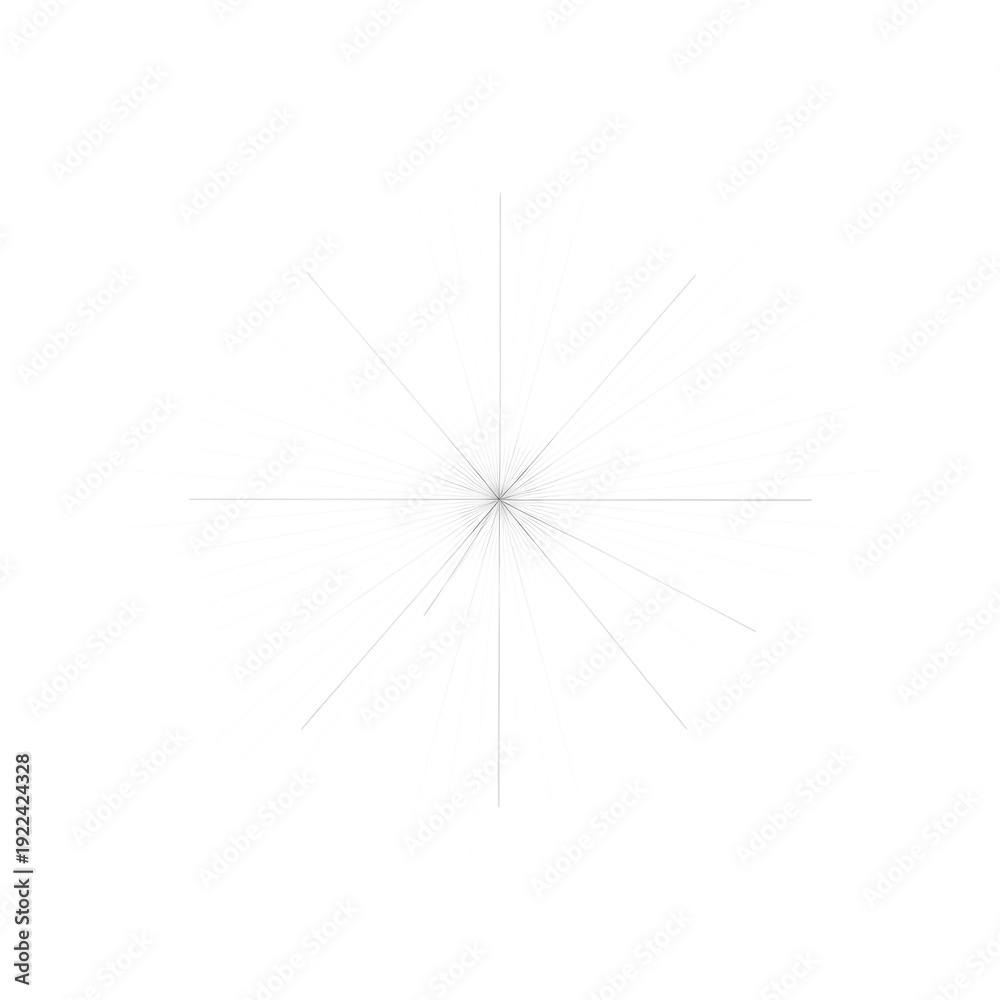 Obraz premium White light rays radiating from center, abstract sunburst lines with transparent background