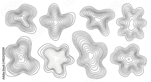Abstract Organic Shapes Contour Lines Set.