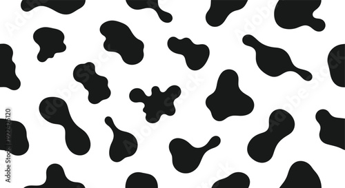 Black and white cow print pattern seamless background.