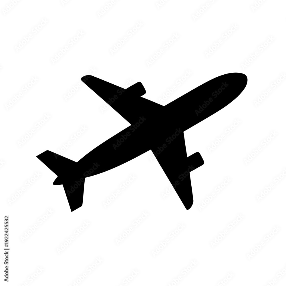 Obraz premium Airplane Icon Flying Overhead Silhouette