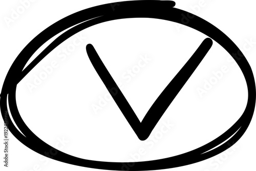 Check mark sign, Hand drawn doodle sketchy element. Tick, cross mark and exclamation mark icon. Approved, yes, confirm, done, vote, accept, tick, select, check box