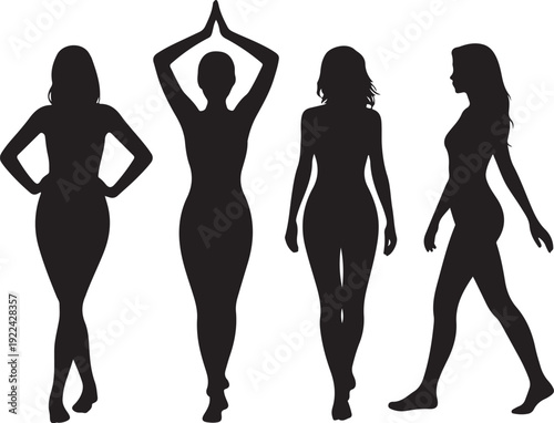Silhouettes of beautiful girls 2, vector illustration