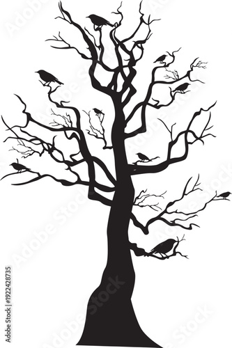 Stylized silhouette of a lone bird perched on a branch, representing nature and tranquility.