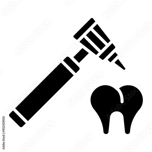 Dental Checkup Icon: Otoscope and Tooth Illustration
