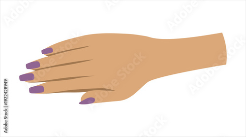 Elegant female hand with purple manicured nails