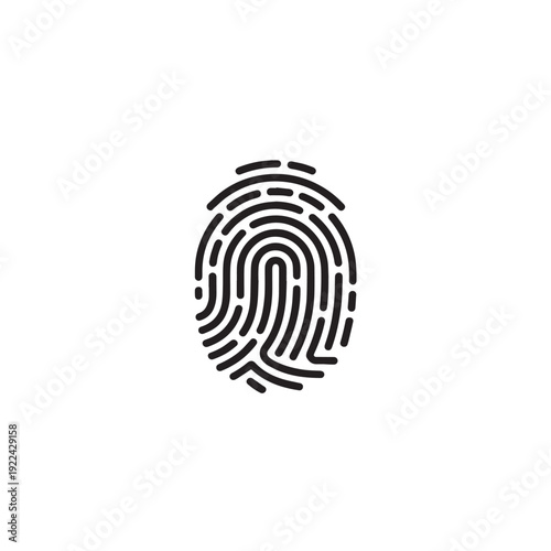 Fingerprint icon vector black silhouette on transparent background biometric identification symbol for security systems access control digital privacy identity verification