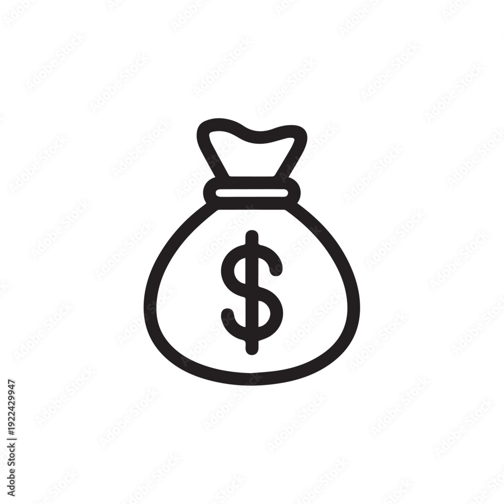Fototapeta premium Money bag icon with dollar sign for finance and banking concepts investment wealth and savings symbol isolated on transparent background for business accounting ui elements