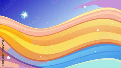 Abstract colorful rainbow background with vector wave lines and light curves for a summer sky wallpaper design