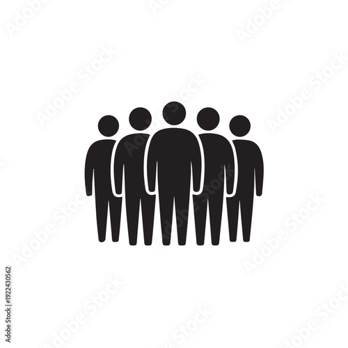People group icon vector illustration silhouette of team members standing together on transparent background for community partnership business collaboration leadership