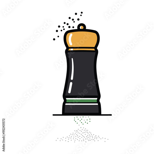 Black pepper mill grinding black and green peppercorns grinder