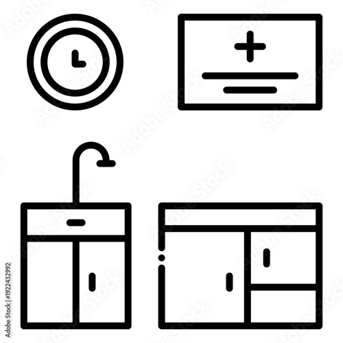 Collection of Medical and Household Icons