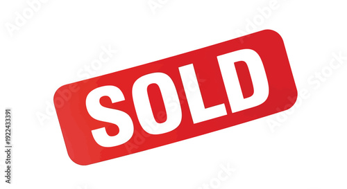 Prominent bright red rectangle sticker displaying the word sold in large white capital letters