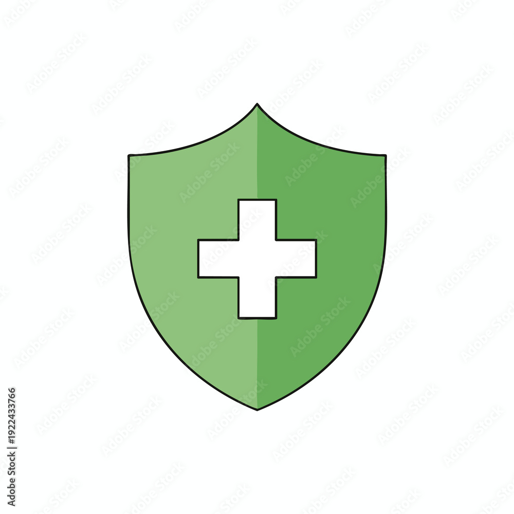 Fototapeta premium Healthy Lifestyle Concept with Shield and Medical Cross Symbol