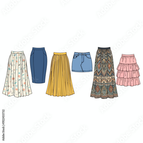 Variety of Stylish Women s Skirts in Different Colors and Patterns for Fashion and Casual Wear