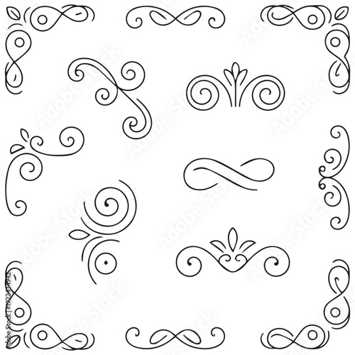 Set of black and white elegant ornamental dividers and page rules eps 10