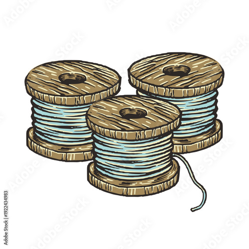 Stacked Fishing Line Spools Retro Colored Vector