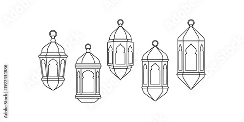 Geometric Lanterns of Light: A collection of exquisite, detailed lantern illustrations, each radiating a unique charm. They celebrate geometric forms and artistic design.