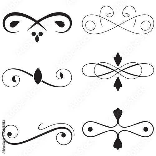 Set of black and white elegant ornamental dividers and page rules eps 10