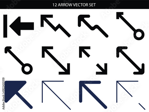 12 arrow vector set for graphic design and digital art projects Vector, illustration