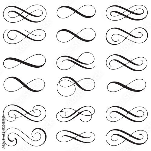 Set of black and white elegant ornamental dividers and page rules eps 10