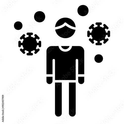 Virus Spreading Around Person Icon Illustration